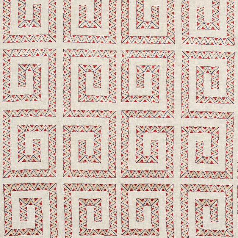 Schumacher Prado Embroidery Red Fabric