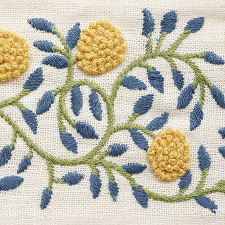 Schumacher 76292 ASHOKA TAPE in CITRON & BLUE Trim - PALAMPO