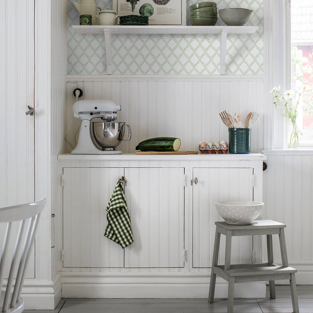 Schumacher 7671 TRELLIS LEAVES in LEAF Wallpaper - BORÃ…STAP