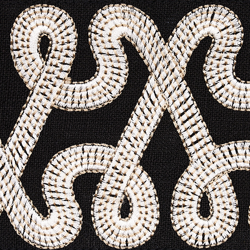 Schumacher 76733 FREEFORM EMBROIDERED TAPE in BLACK Trim - N
