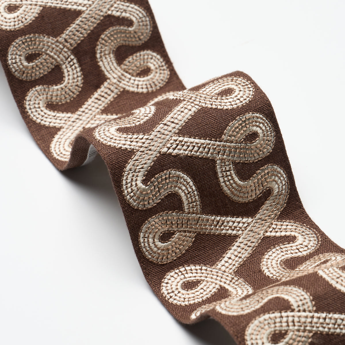 Schumacher 76736 FREEFORM EMBROIDERED TAPE in CHOCOLATE Trim