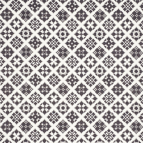 Schumacher Tristan Patchwork Charcoal Fabric - Eade's Wallpaper