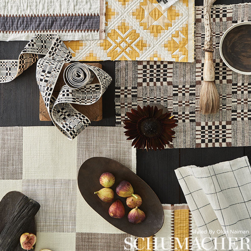 Schumacher Marietta Black Fabric - Eade's Wallpaper