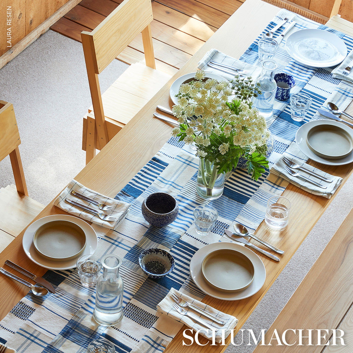 Schumacher Marietta Navy Fabric - Eade's Wallpaper