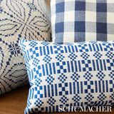 Schumacher Wilson Embroidery Indigo Fabric - Eade's Wallpaper