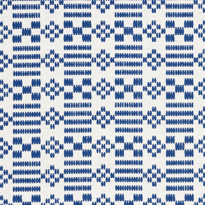 Schumacher Wilson Embroidery Indigo Fabric - Eade's Wallpaper