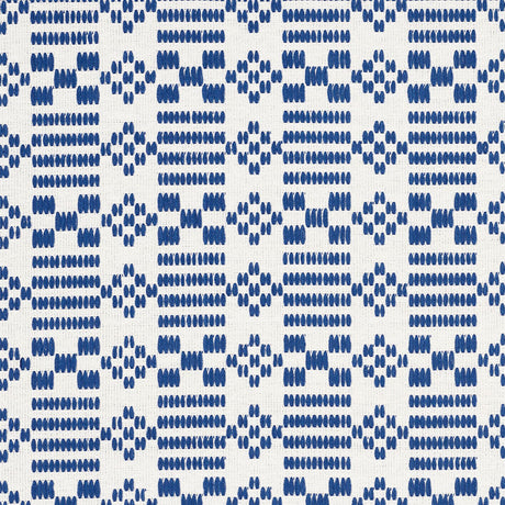 Schumacher Wilson Embroidery Indigo Fabric - Eade's Wallpaper