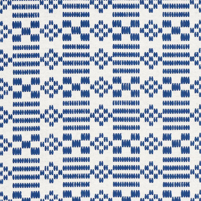 Schumacher Wilson Embroidery Indigo Fabric - Eade's Wallpaper