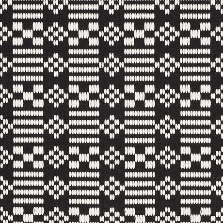 Schumacher Wilson Embroidery Black Fabric - Eade's Wallpaper