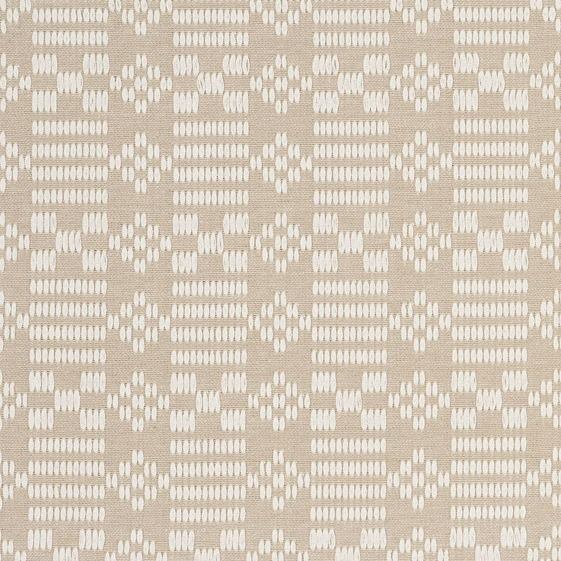 Schumacher Wilson Embroidery Sand Fabric - Eade's Wallpaper
