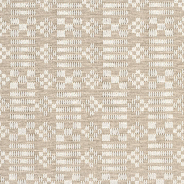 Schumacher Wilson Embroidery Sand Fabric - Eade's Wallpaper