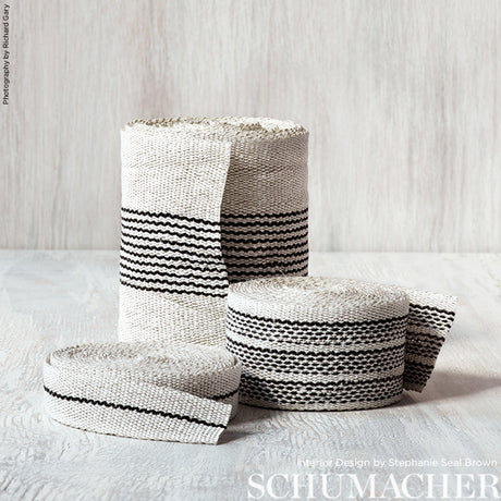 Schumacher 77060 AGNES NARROW TAPE in WHITE & BLACK Trim - S