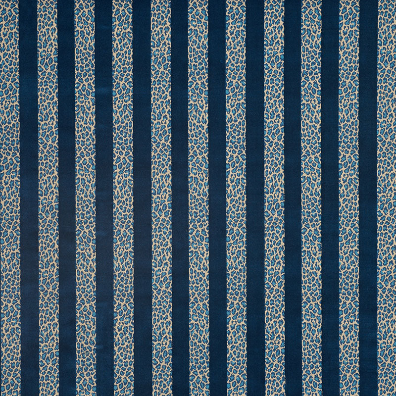 Schumacher Guepard Stripe Velvet Mediterranean Fabric