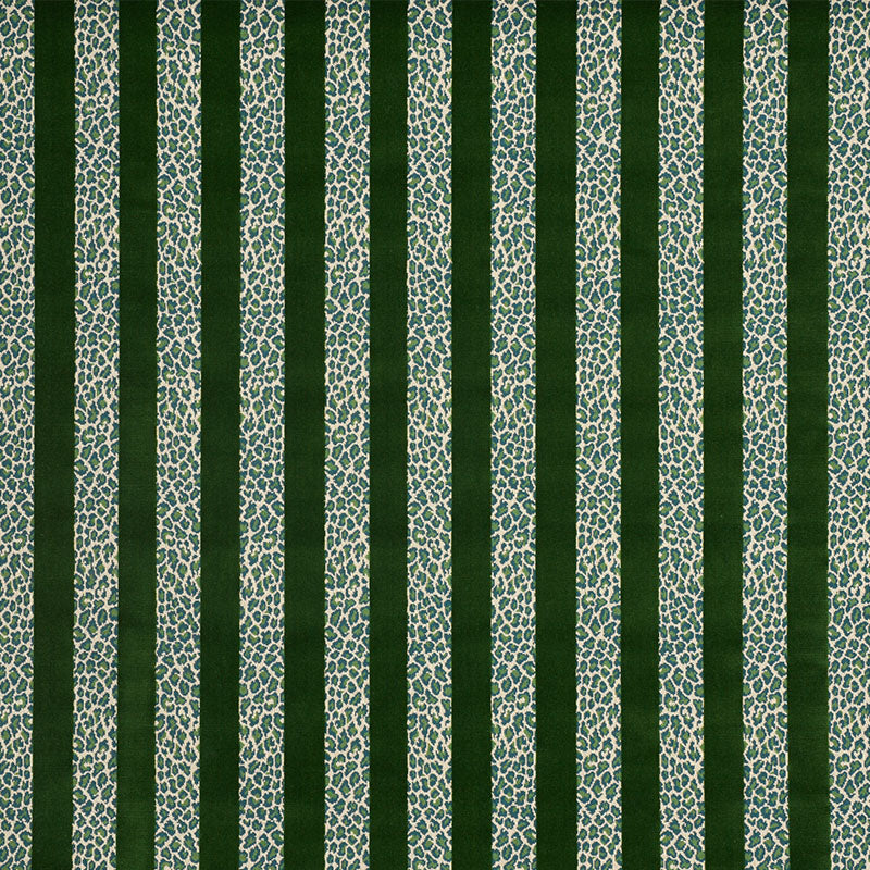 Schumacher Guepard Stripe Velvet Emerald Fabric