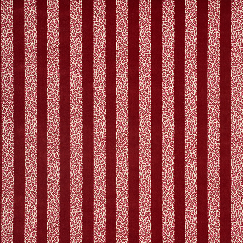 Schumacher Guepard Stripe Velvet Red Fabric