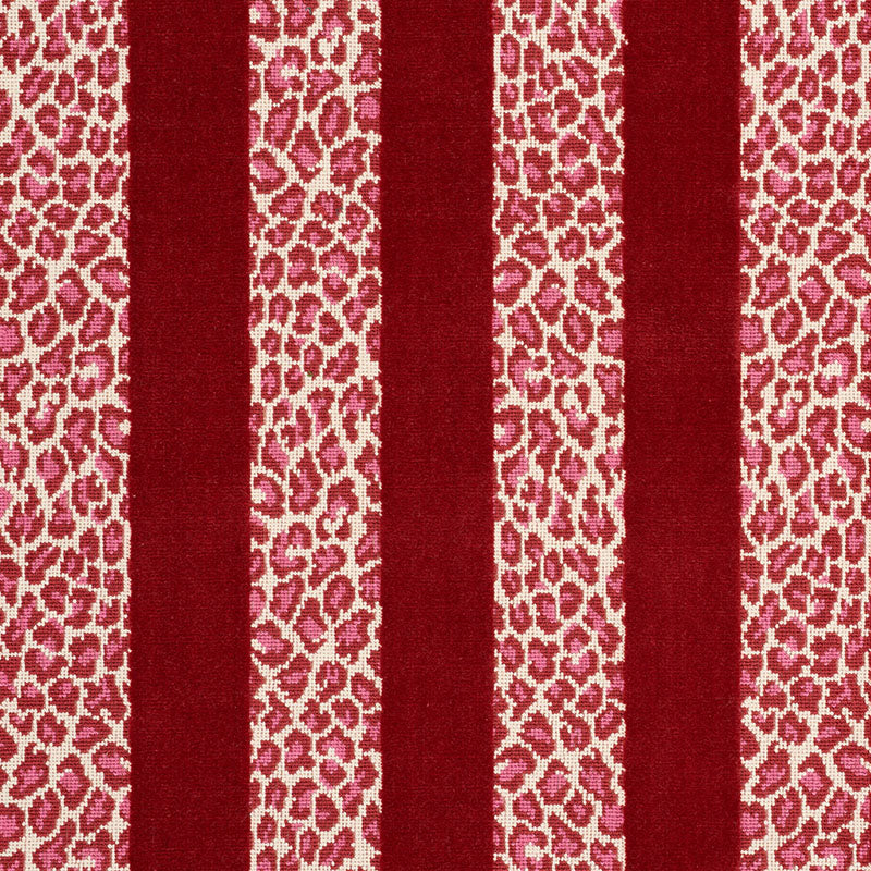 Schumacher Guepard Stripe Velvet Red Fabric