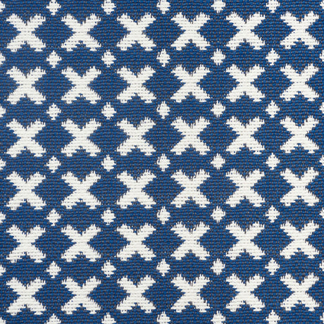 Schumacher Elias Blue & Ivory Fabric