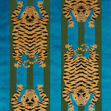 Schumacher Jokhang Tiger Velvet Peacock & Olive Fabric