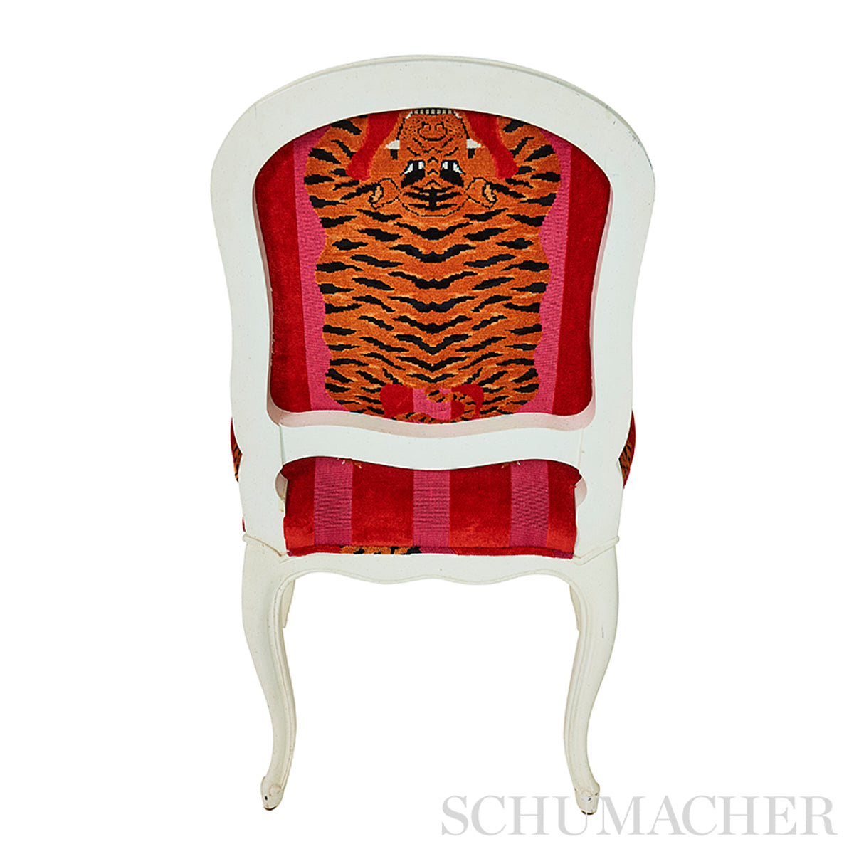 Schumacher Jokhang Tiger Velvet Red & Pink Fabric