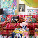Schumacher Jokhang Tiger Velvet Red & Pink Fabric