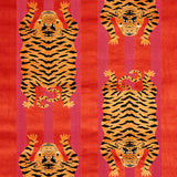 Schumacher Jokhang Tiger Velvet Red & Pink Fabric