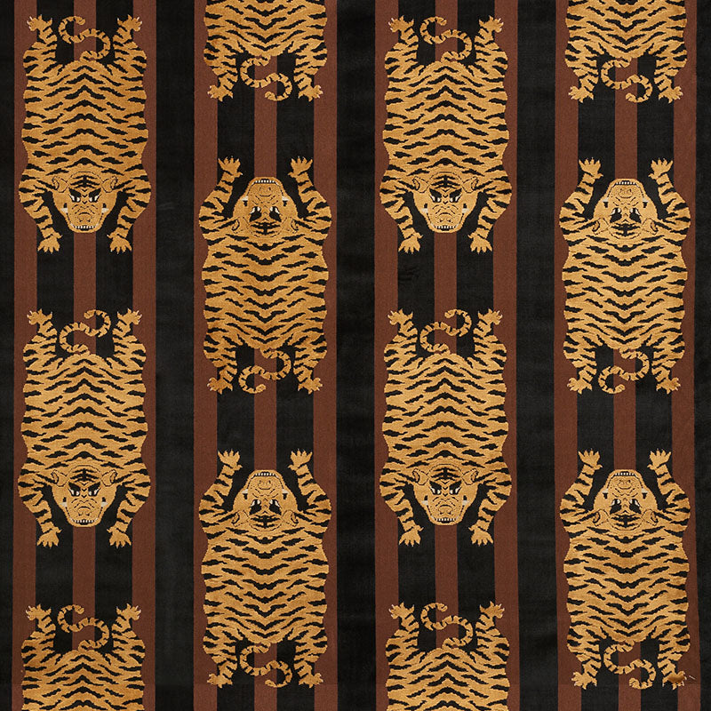 Schumacher Jokhang Tiger Velvet Brown & Black Fabric