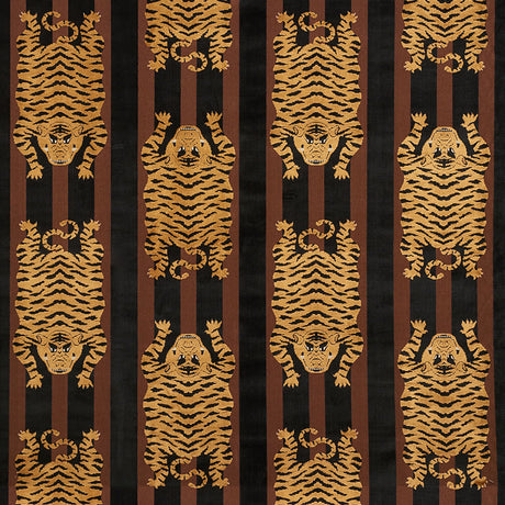 Schumacher Jokhang Tiger Velvet Brown & Black Fabric