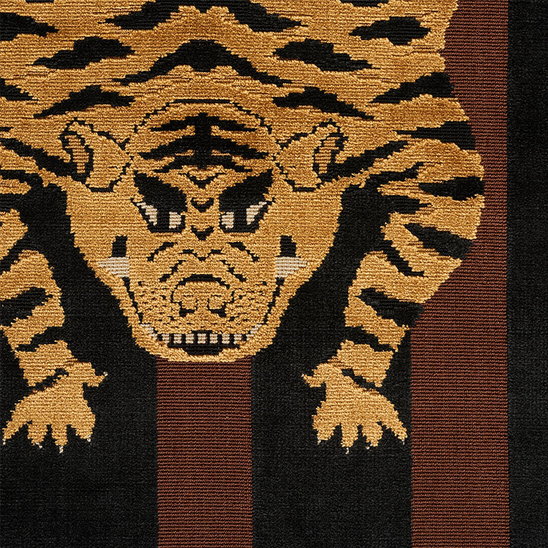 Schumacher Jokhang Tiger Velvet Brown & Black Fabric