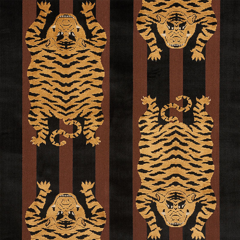 Schumacher Jokhang Tiger Velvet Brown & Black Fabric