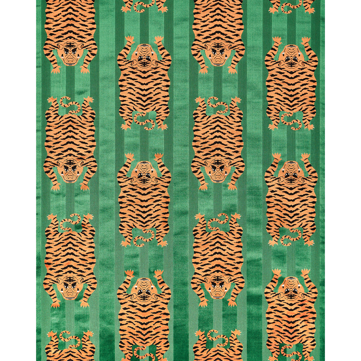 Schumacher Jokhang Tiger Velvet Green Fabric