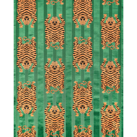 Schumacher Jokhang Tiger Velvet Green Fabric