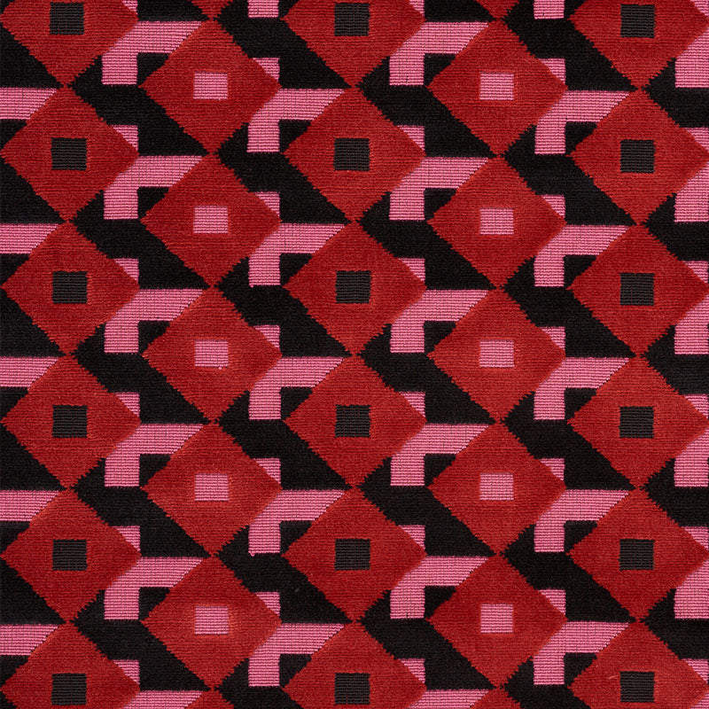Schumacher Dazzle Ship Velvet Pink & Black Fabric