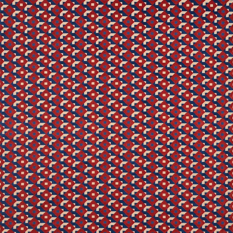 Schumacher Dazzle Ship Velvet Blue & Red Fabric