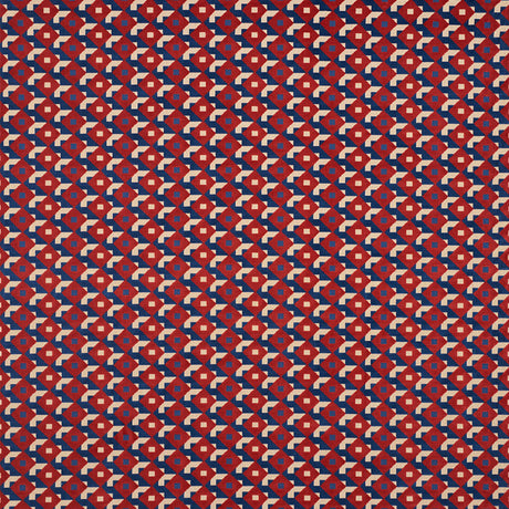 Schumacher Dazzle Ship Velvet Blue & Red Fabric