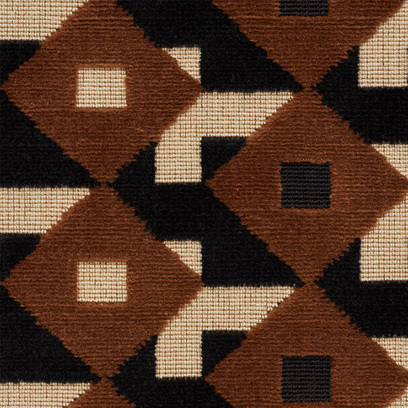 Schumacher Dazzle Ship Velvet Brown & Black Fabric