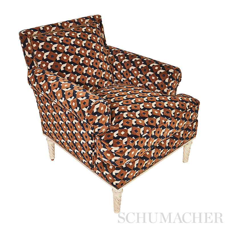 Schumacher Dazzle Ship Velvet Brown & Black Fabric