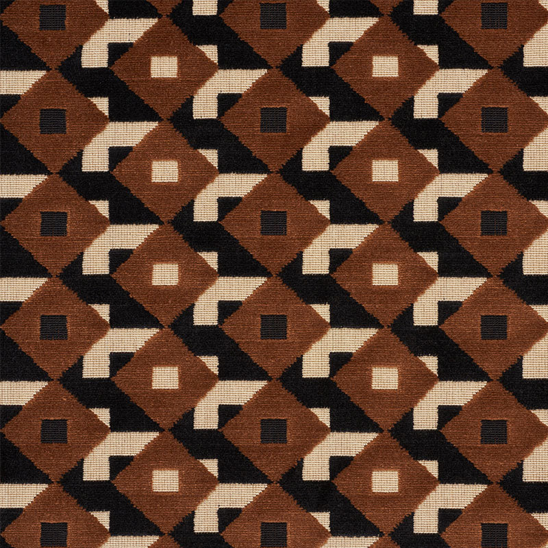Schumacher Dazzle Ship Velvet Brown & Black Fabric