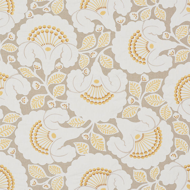 Schumacher Jackie Appliqué Embroidery Natural Fabric