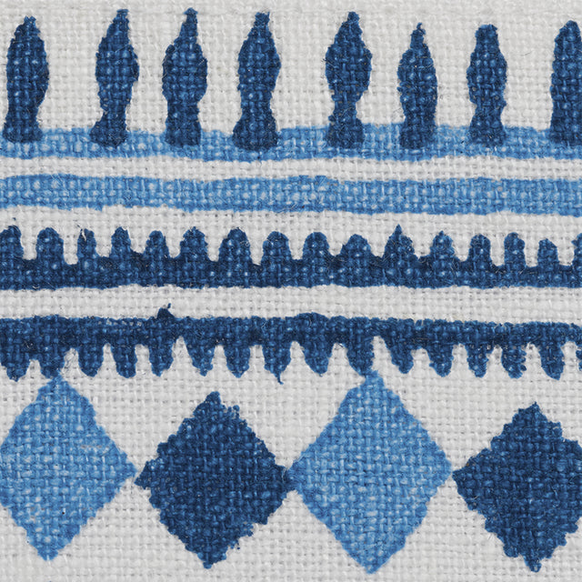 Schumacher 77330 TOULA HAND BLOCKED LINEN TAPE in BLUES Trim