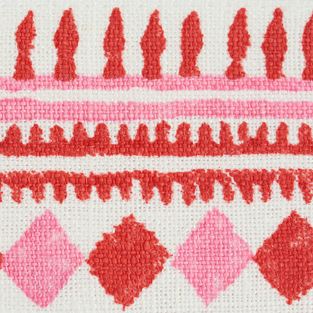 Schumacher 77331 TOULA HAND BLOCKED LINEN TAPE in RED & PINK