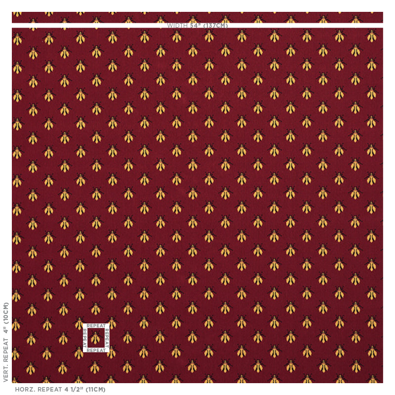Schumacher Bee Épinglé Red Fabric