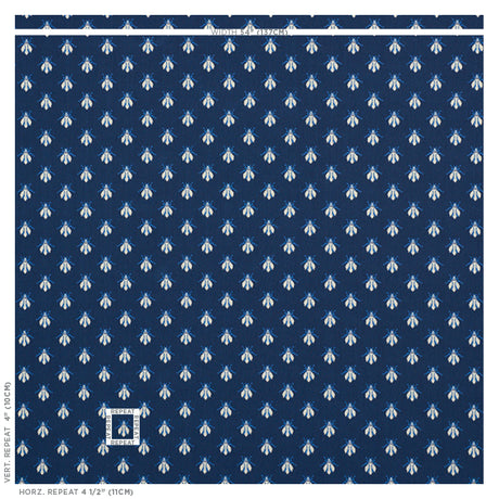 Schumacher Bee Épinglé Blue Fabric