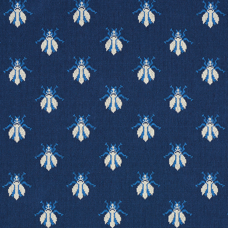 Schumacher Bee Épinglé Blue Fabric