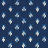 Schumacher Bee Épinglé Blue Fabric