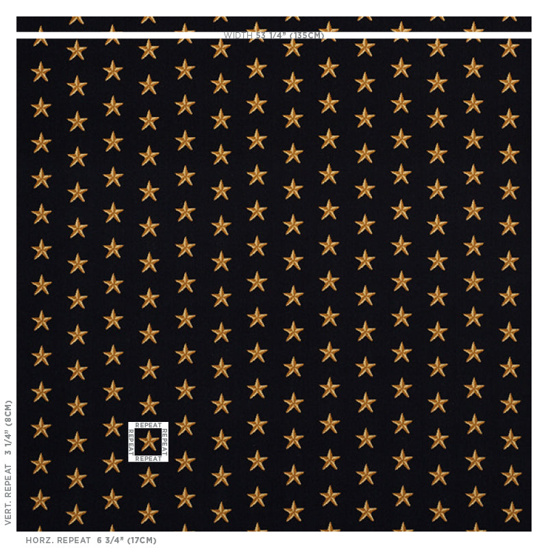 Schumacher Star Épinglé Black Fabric - Eade's Wallpaper