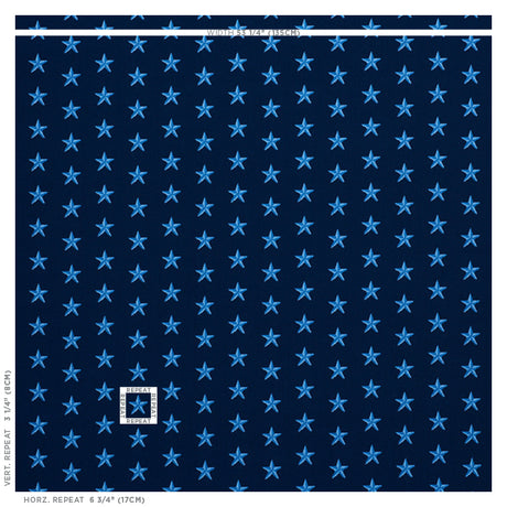 Schumacher Star Épinglé Blue Fabric - Eade's Wallpaper