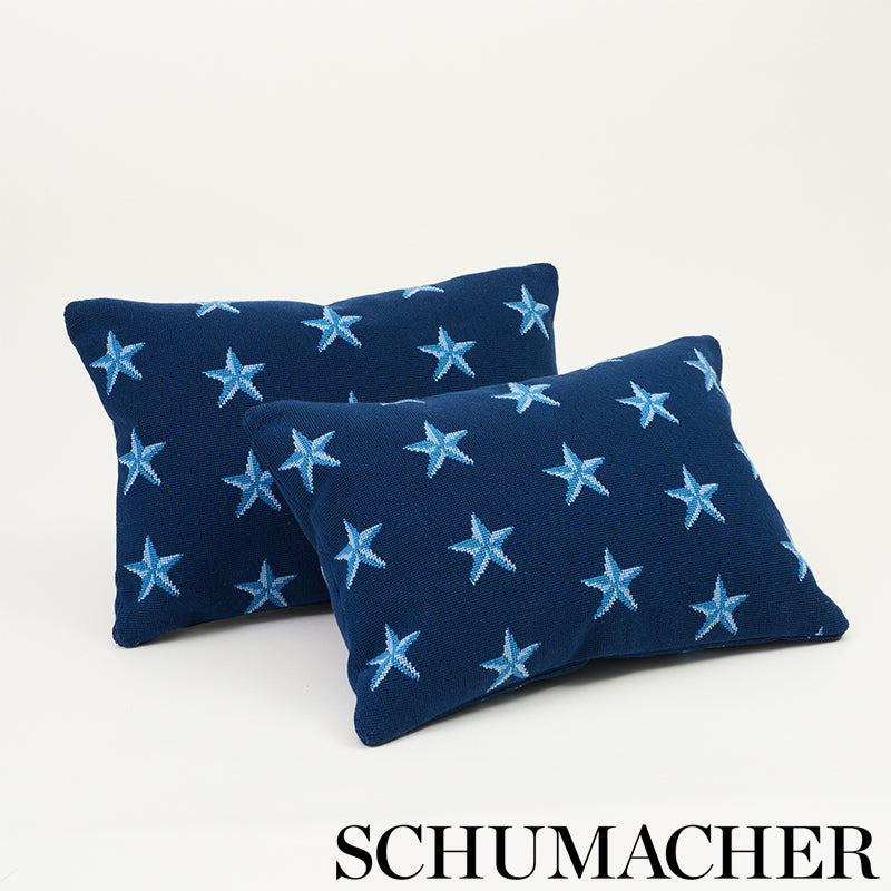 Schumacher Star Épinglé Blue Fabric - Eade's Wallpaper