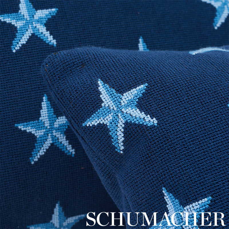 Schumacher Star Épinglé Blue Fabric - Eade's Wallpaper