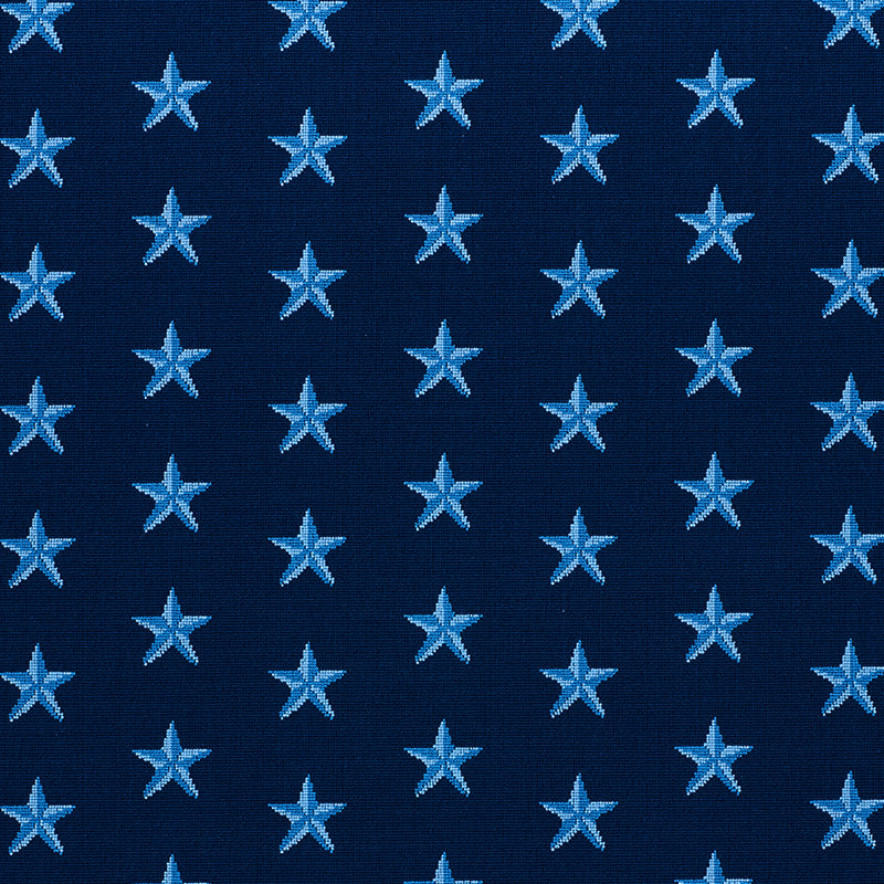 Schumacher Star Épinglé Blue Fabric - Eade's Wallpaper