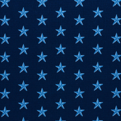 Schumacher Star Épinglé Blue Fabric - Eade's Wallpaper